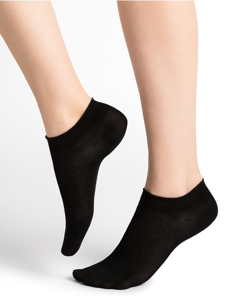 Socquettes Dame 2 paires BLEU FORET "Fleur de Peau Duo Mini Sox" FBD6408 - Noir/Noir DR8