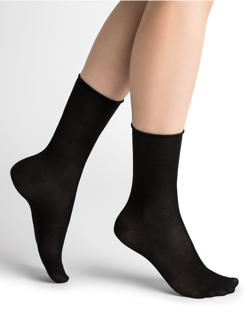 Chaussettes Dame 2 paires BLEU FORET "Fleur de Peau Duo" FBD6407 - Noir/Noir DR8