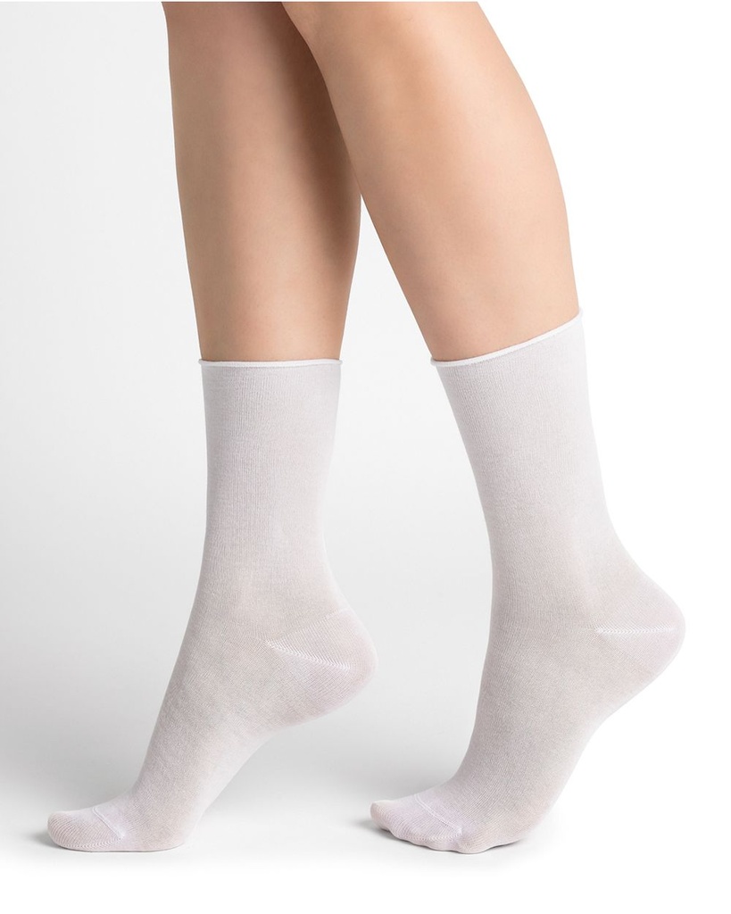 Chaussettes Dame 2 paires BLEU FORET "Fleur de Peau Duo" FBD6407 - Blanc/Blanc DT8