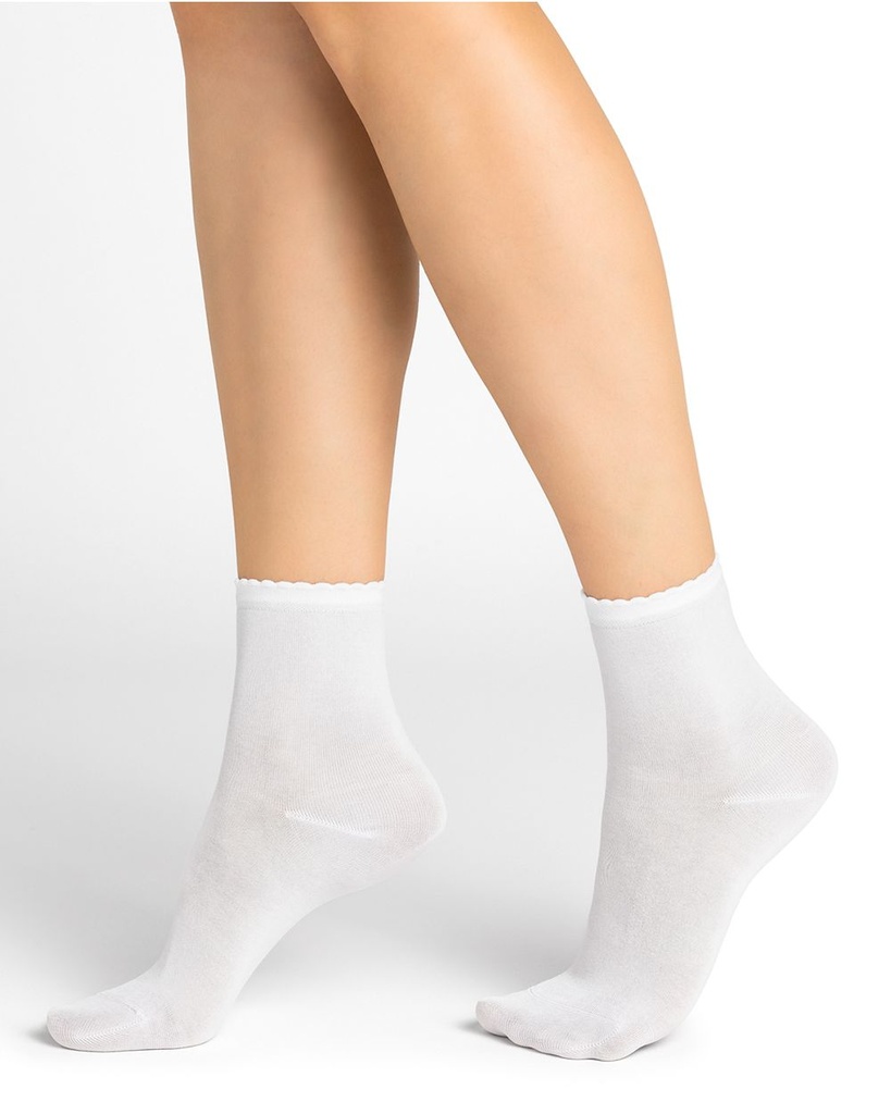 Chaussettes Dame BLEU FORET "Fil d'Ecosse Croquet" FBU6401 - Blanc DD7