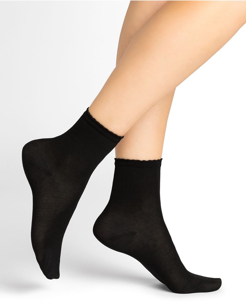 Chaussettes Dame BLEU FORET "Fil d'Ecosse Croquet" FBU6401 - Noir AR5