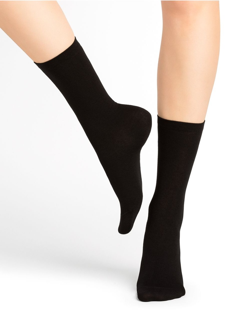 Chaussettes Dame BLEU FORET "Coton Peigné" FBU6338 - Noir AR5