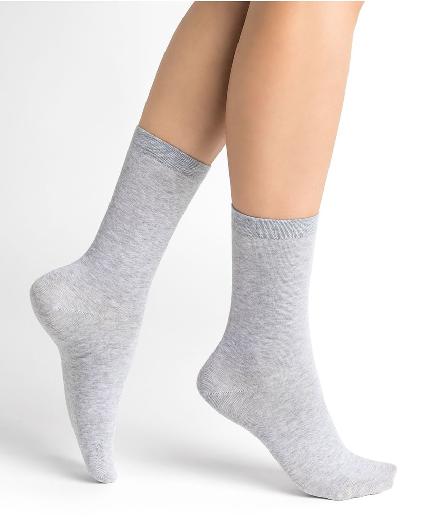 Chaussettes Dame BLEU FORET "Coton Peigné" FBU6338 - Perle AL8