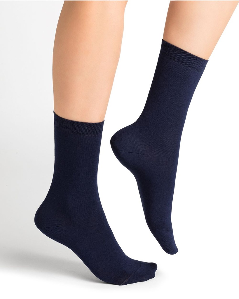 Chaussettes Dame BLEU FORET "Coton Peigné" FBU6338 - Encre JI8
