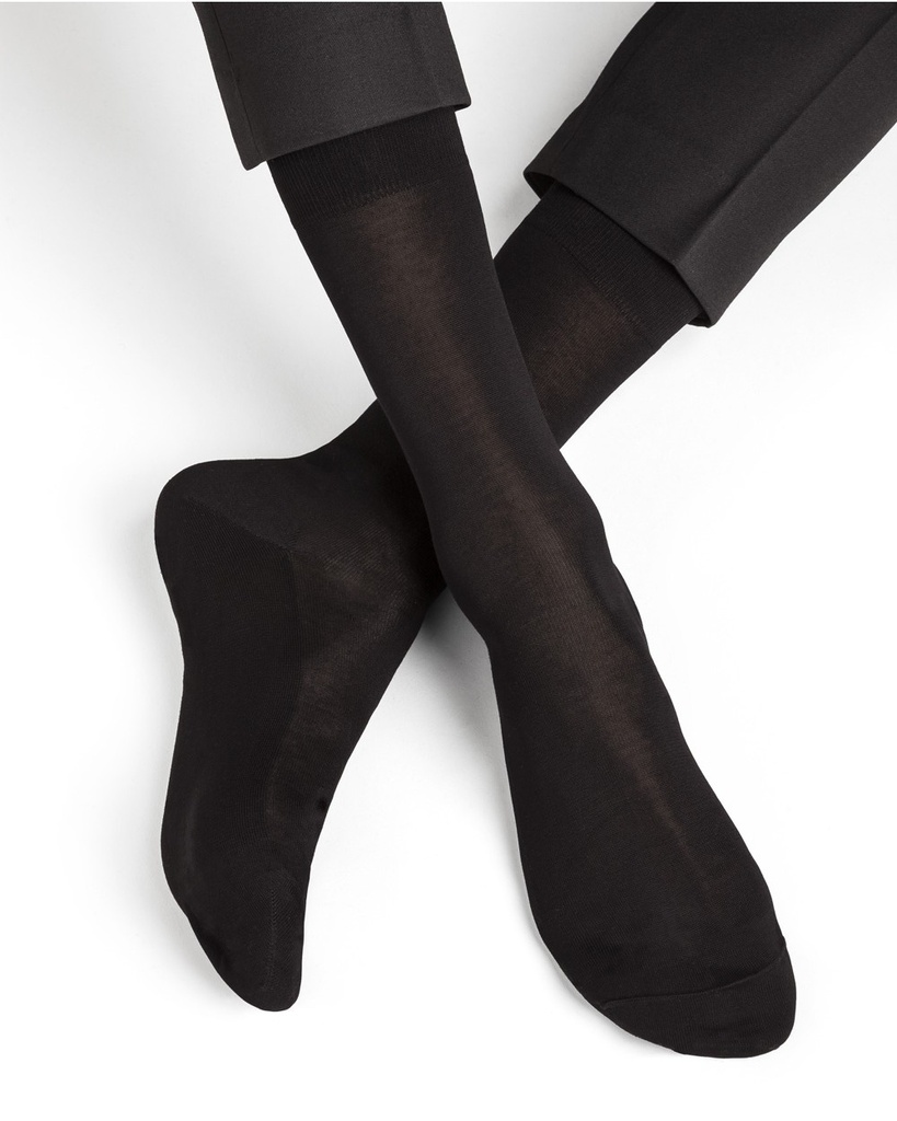 Chaussettes Homme Fines BLEU FORET "Fil d'Ecosse 100%" HFM2719 - Noir AR5