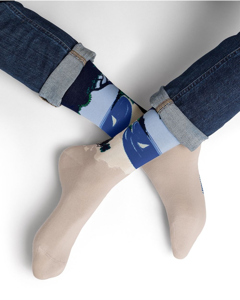 Chaussettes Homme Fantaisie BLEU FORET "Calanque" HFM2357 - Azur G03