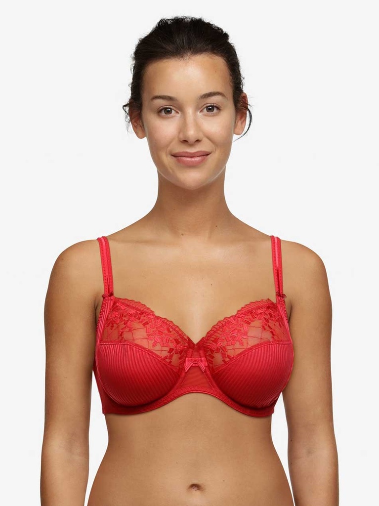 Soutien-gorge avec armatures en 3 parties enveloppant CHANTELLE "Pont Neuf" C13810 - Scarlet 05W
