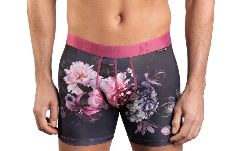 Boxer homme avec maintien intérieur LOIC HENRY "Identity" KBI062X - Imprimé Roses