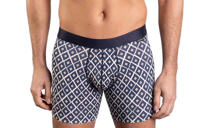 Boxer homme coton avec maintien intérieur LOIC HENRY "Every-D" KBD010M - Marine Imprimé Losanges (2)