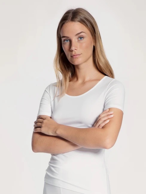 Chemisette court manche CALIDA "Natural Comfort" 14075 - Blanc 001 (XS)