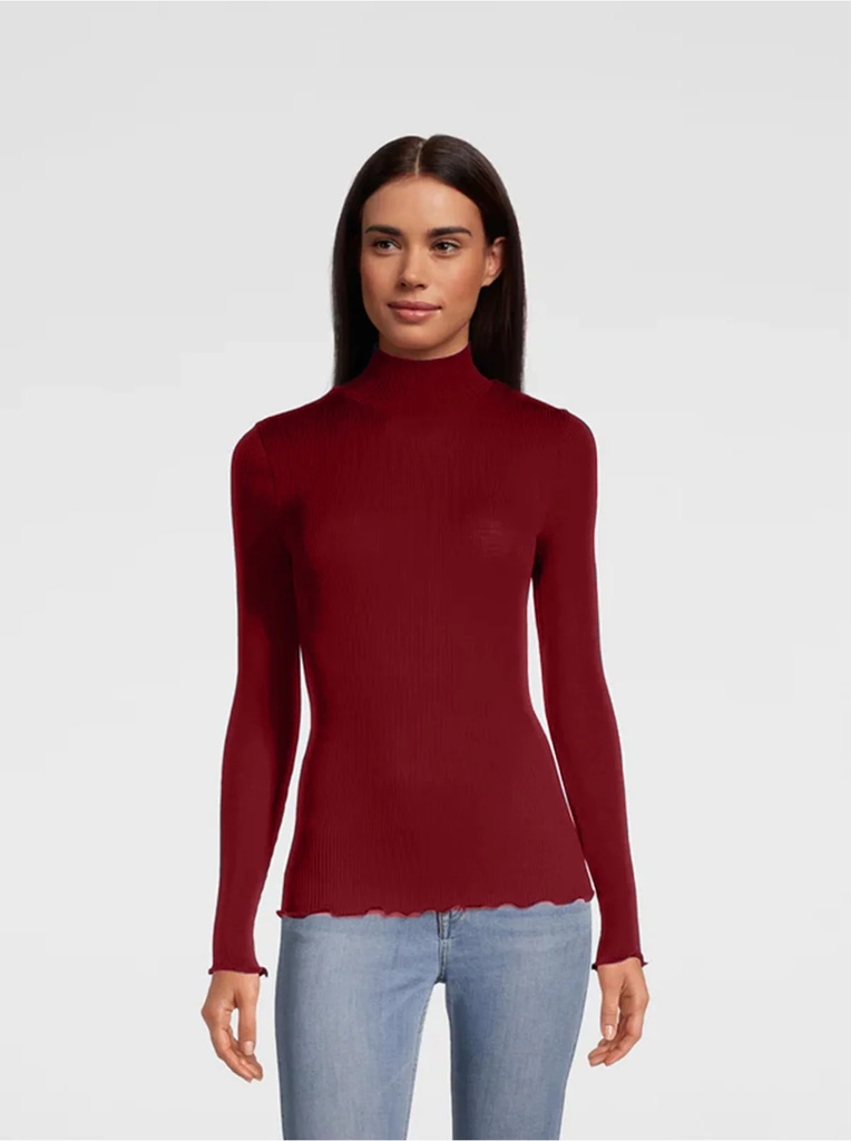 Sous pull à côte laine & soie OSCALITO 3429 - Rouge 615 (2)