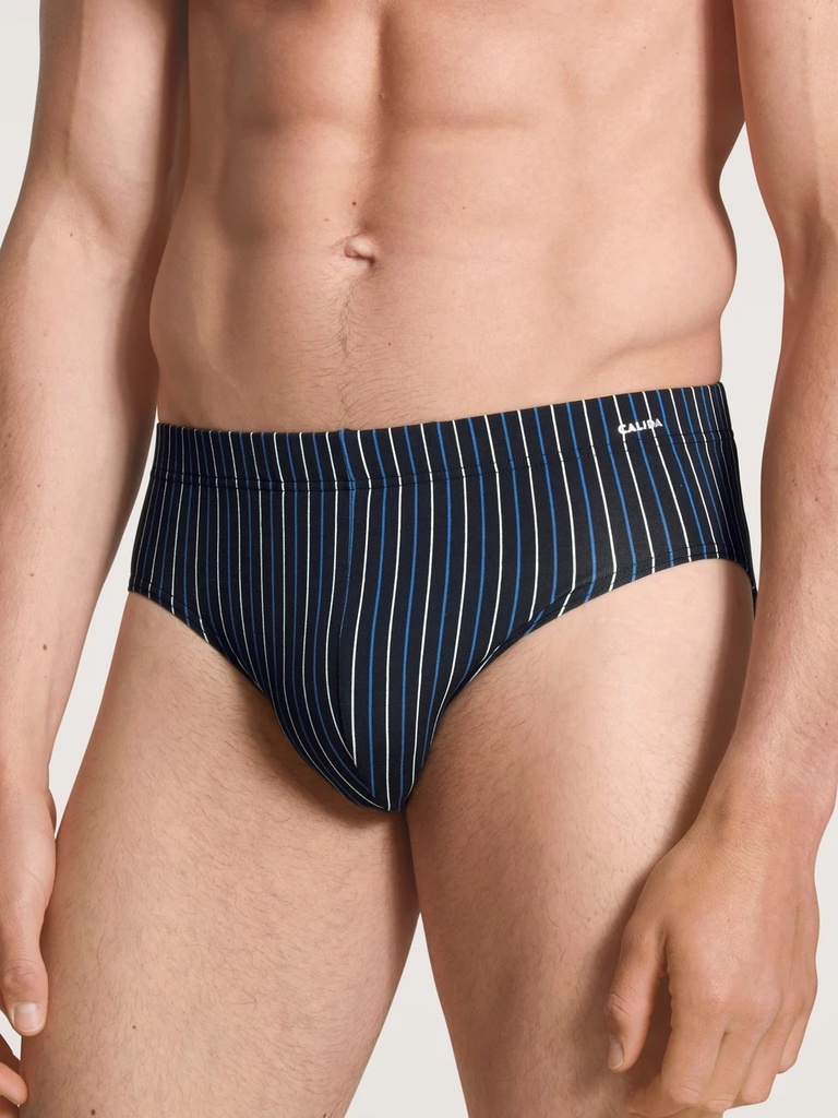 Slip homme 95% coton ceinture confort CALIDA "Cotton Code" 22690 - Noir ligné 992 (S)