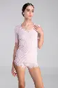 T-shirt col rond laine & soie OSCALITO 3414 - Rosewood 632