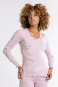 Chemisette longues manches col rond en laine & soie avec dentelle OSCALITO 3416 - Rosewood 632