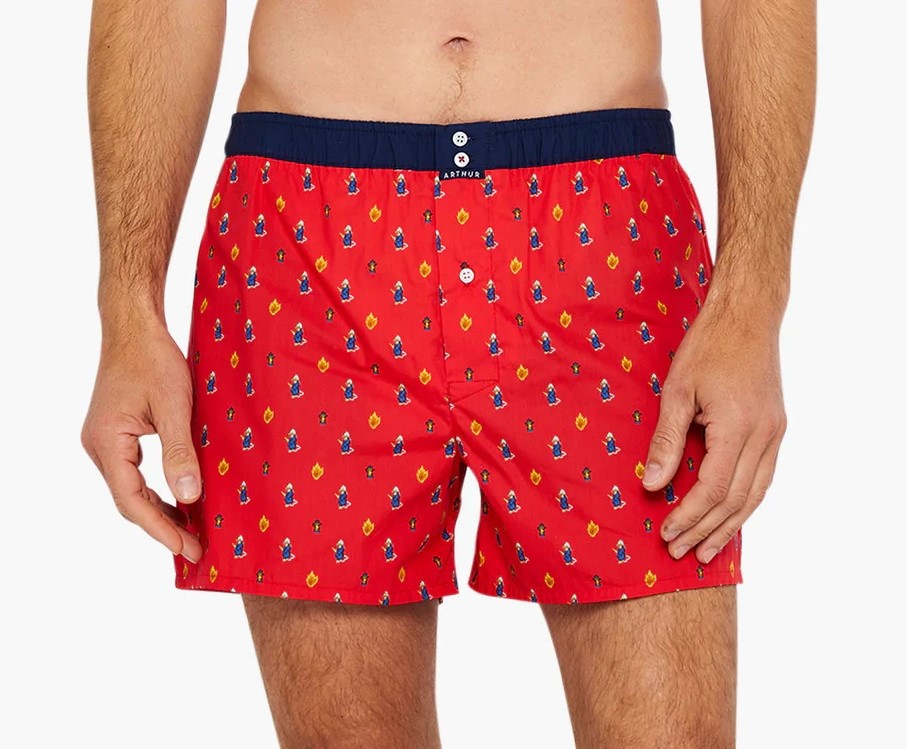 Caleçon américain homme avec maintien intérieur 100% coton bio ARTHUR "Le Club" CSP - Rouge 1071H23