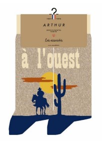 Chaussettes fantaisies homme TU coton bio ARTHUR "Les Associées" 1AS - Beige WESTH23