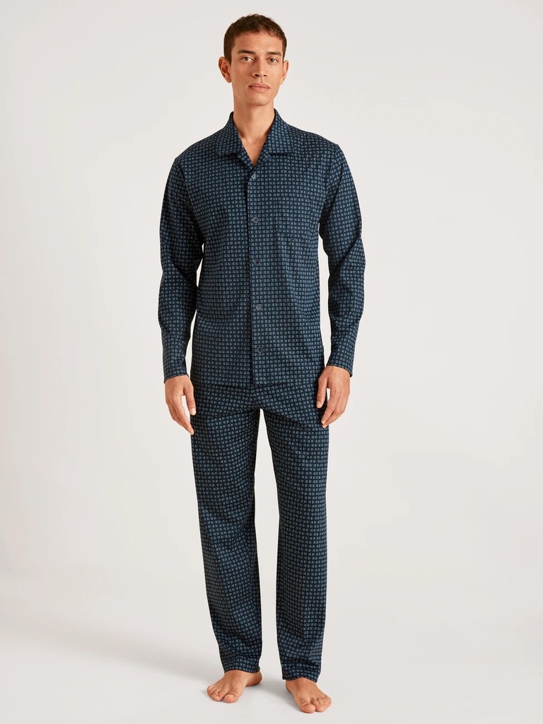 Pyjama long homme boutonné 100% coton CALIDA "Relax Selected 2" 48461 - Dark Sapphire 479