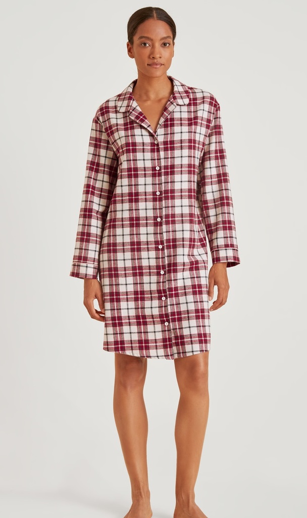 Chemise de nuit dame boutonnée longues manches CALIDA "Holiday Dreams" 32334 - Rio Red 167 (XS)
