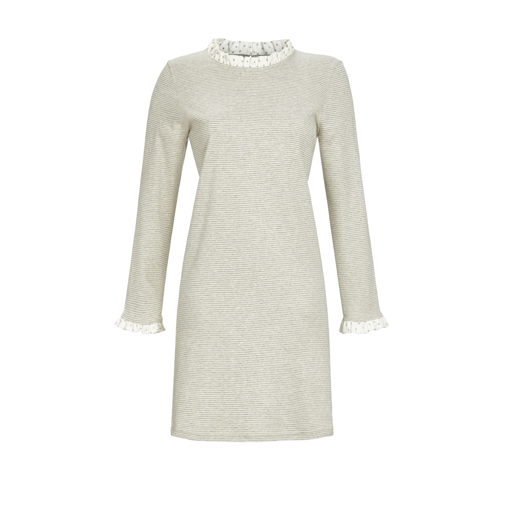 Chemise de nuit avec volants 100% coton RINGELLA "Etoiles et Rayures" 3561022 - Gris Mélange 924