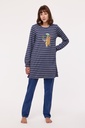 Pyjama long femme WOODY "Mammouth" 232-10-BLB-S - Rayé et Bleu 904 (XS)