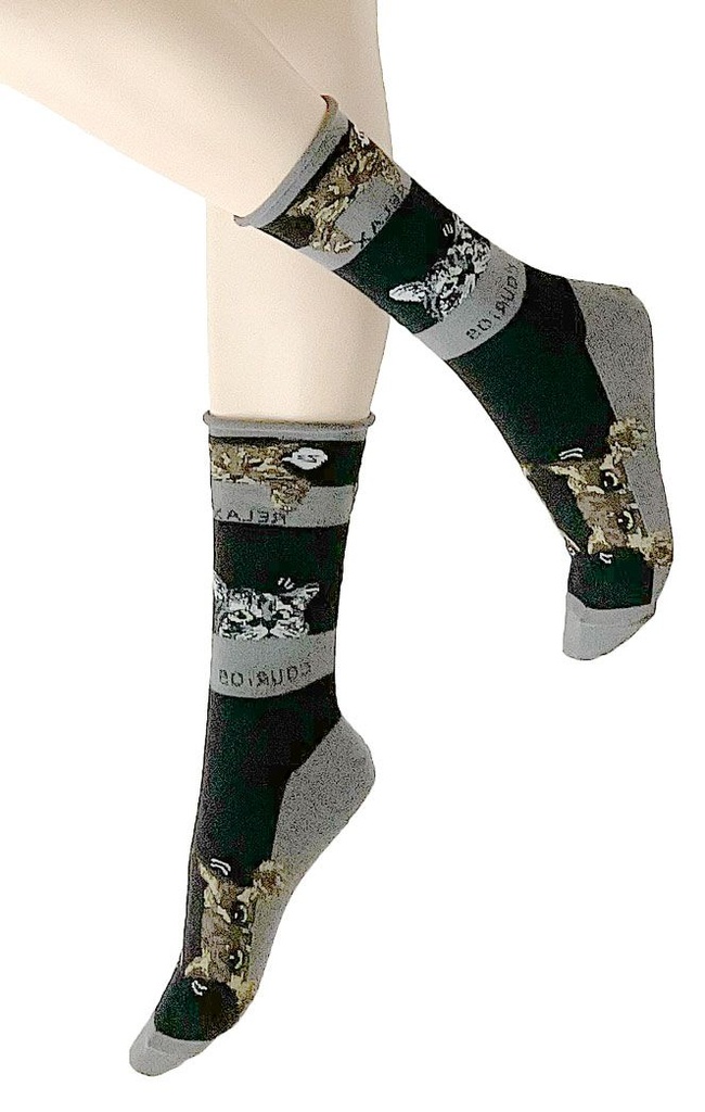 Chaussette dame CRONERT "Hello Cat" 18212 - Gris Mix 2683
