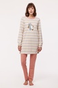 Pyjama long femme WOODY "Lièvre" 232-10-BLB-S - Rayé et Vieux Rose 930 (XS)
