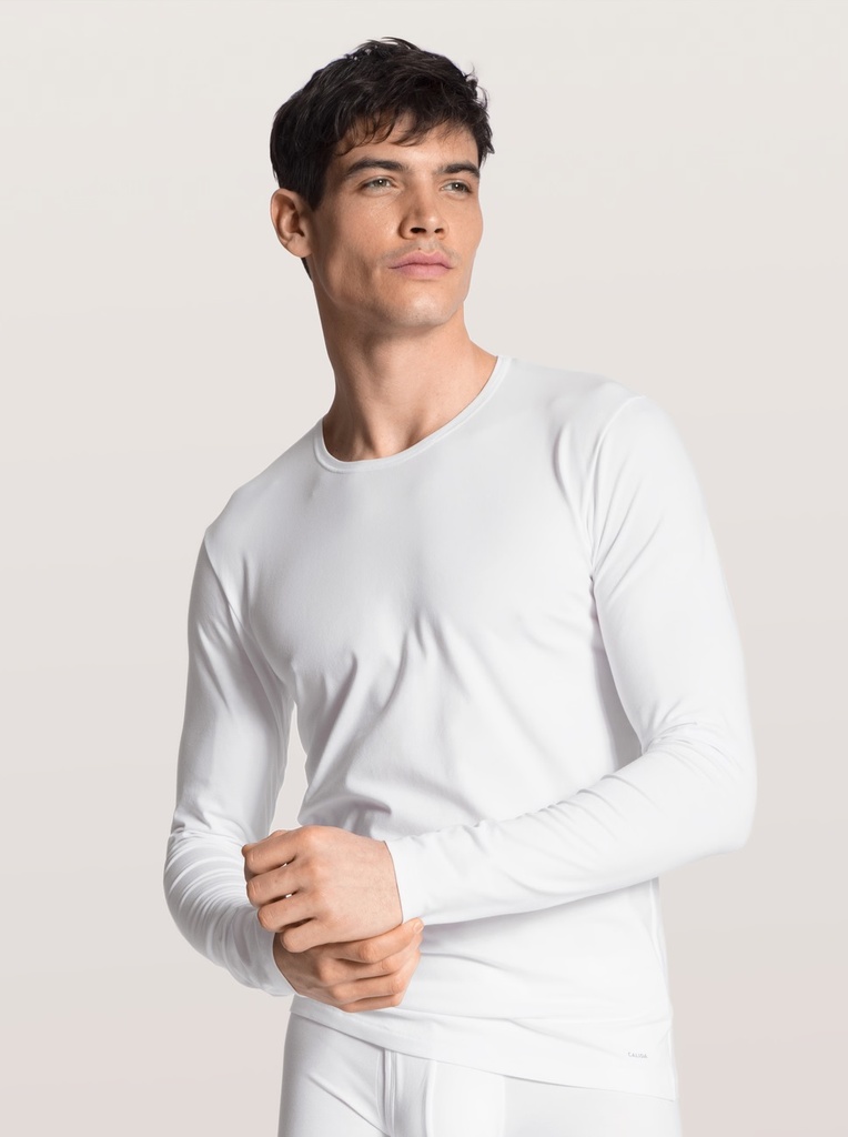 T-shirt homme manche longue 95% Coton CALIDA "Cotton Code" 15890 - Blanc 001 (S)