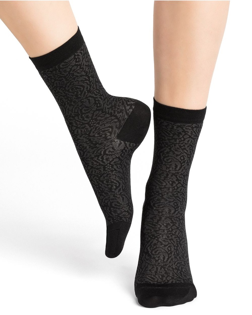 Chaussettes Dame BLEU FORET "Soie Dentelles Foulard" 6360 - Noir AR5 (36/38)