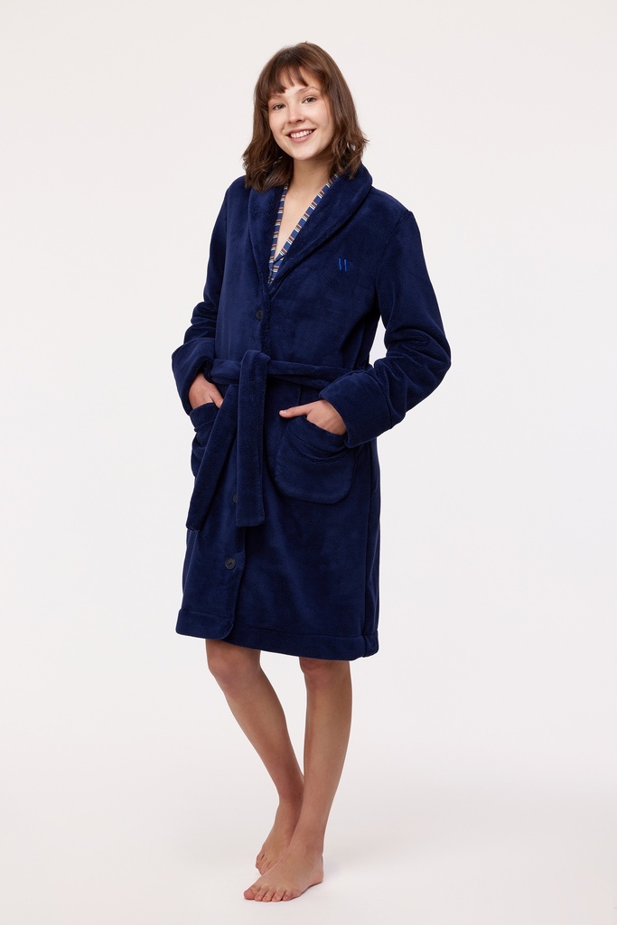 Peignoir dame chaud WOODY 232-10-MOL-C - Bleu 839 (XS)