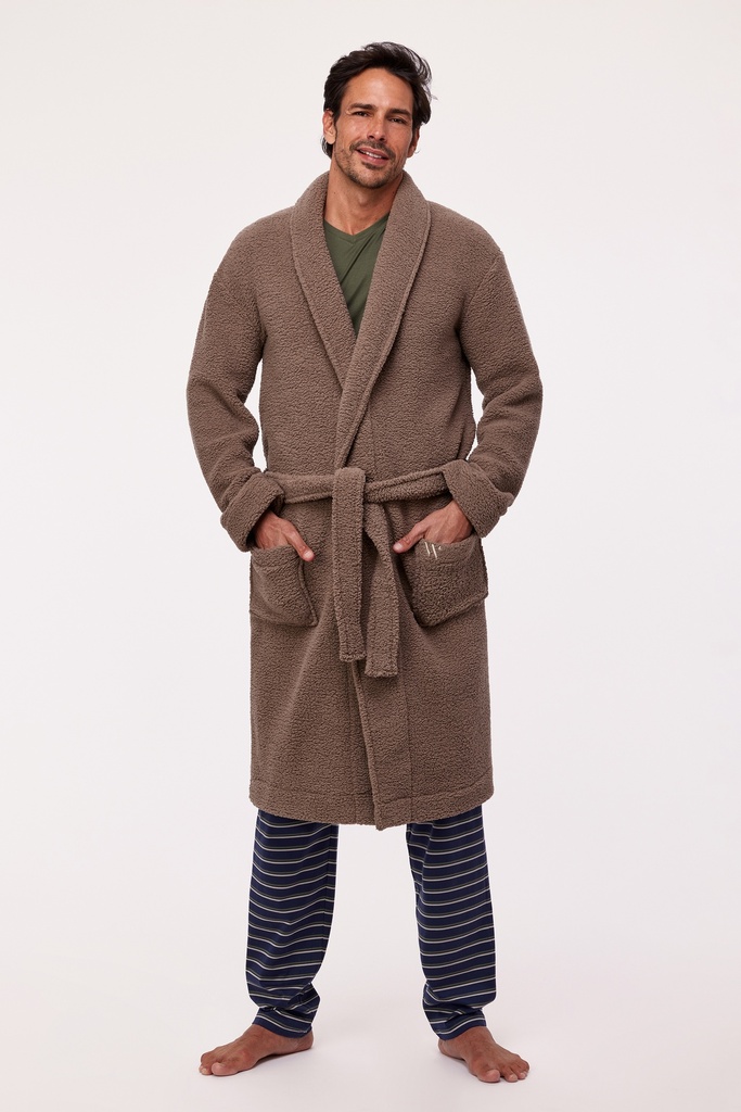 Peignoir homme à nouer WOODY 232-11-MDS-M - Kaki 256 (M)