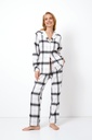 Pyjama dame long boutonné 100% coton ARUELLE "Catalina" AR-CATA-PL - Blanc Gris MULTIC