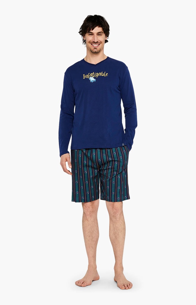 Pyjama short homme 100%coton bio ARTHUR "Infatigable 2CV" JAC - Glace 2CVH23 (S)