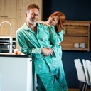 Pyjama adulte  boutonné en flanelle 100%coton JUSQU'AU LEVER DU JOUR "Une Faim de Loup" - Vert Lime