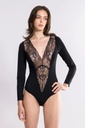 Body longues manches avec dentelle en micromodal OSCALITO 1410 - Noir 020