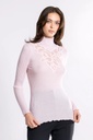 Blouse longue manche & col dentelle laine & soie OSCALITO 6864 - Bois de rose 632