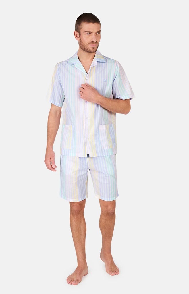 Pyjama short boutonné homme ARTHUR "Dolce Vita" PSC - Multi Rayé NICEE24