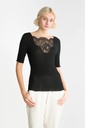 T-shirt 100% coton avec dentelle devant et derrière OSCALITO 7128 - Noir 020