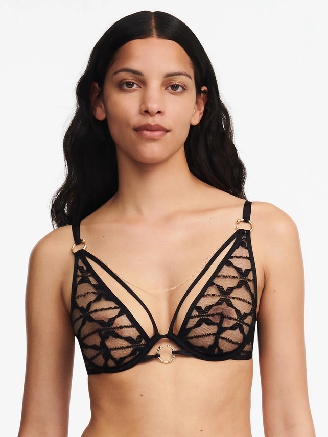 Soutien-gorge armaturé plongeant CHANTELLE "Xpression" C05GMA - Noir 011