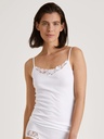 Top fines bretelles & dentelle 100% coton CALIDA "Cotton Desire" 10594 - Blanc 001