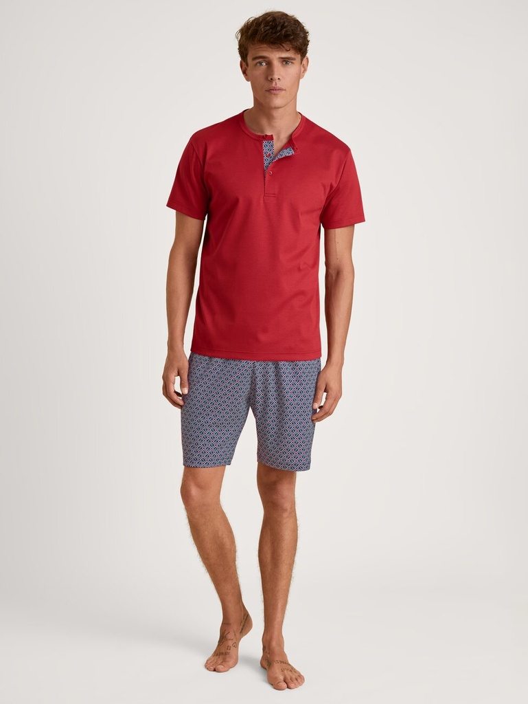 Pyjama homme court 100% coton CALIDA "Relax Streamline" 46282 - Amaranth 814