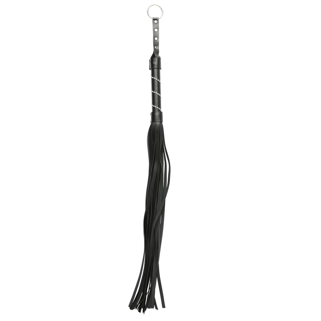 Fouet silicone avec brillants pour jeux bondage SPORTSHEETS - SEX & MISCHIEF "Jeweled Flogger Black" - 76 cm 