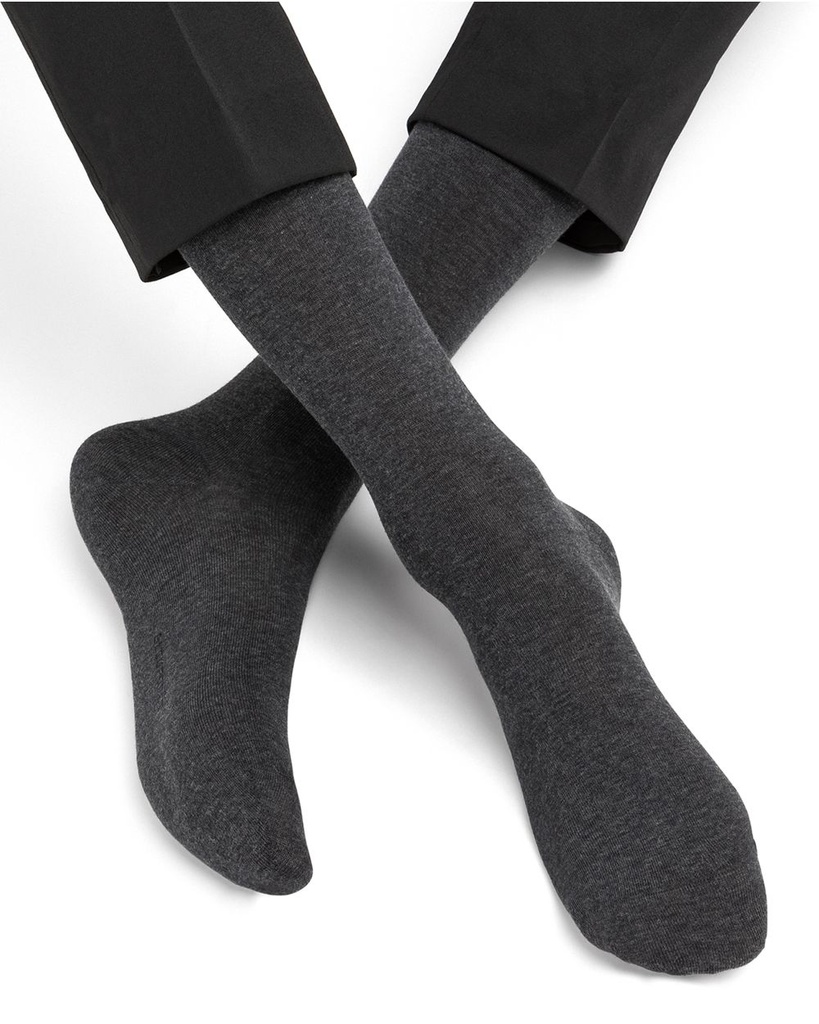 Chaussettes homme BLEU FORET "Coton d'Egypte" HFM2732 - Anthracite Chiné HZ7