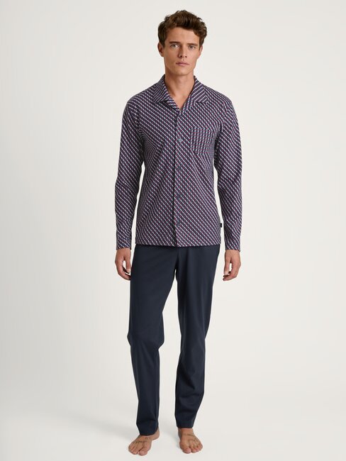 Pyjama long homme boutonné 100% coton CALIDA "Relax Imprint" 40780 - Mars Red 116