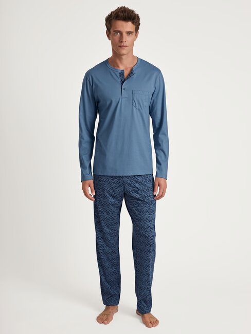 Pyjama homme long 100% coton CALIDA "Relax Imprint" 47686 - Coronet Blue 469