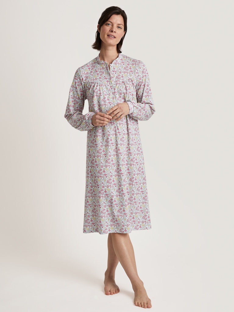 Chemise de nuit dame longues manches 110cm en 100% CALIDA "Soft Cotton" 33800 - Blush Flower 254 (XS)
