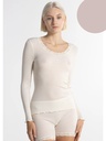 Chemisette longues manches col rond enlaine & soie avec dentelle OSCALITO 3416 - Taupe Clair 385