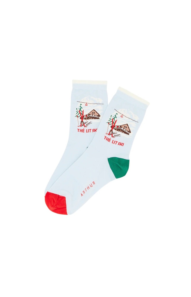 Chaussettes femme fantaisie ARTHUR "Thé Lit Ski" 1SF - Ciel ALPEH24