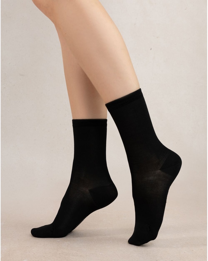 Chaussettes dame BLEU FORET "Soie Unie" FBU6359 - Noir AR5