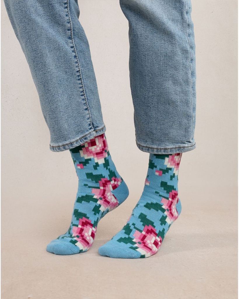 Chaussettes dame BLEU FORET "Laine & Cachemire" FBU6490- Iced Blue FA2