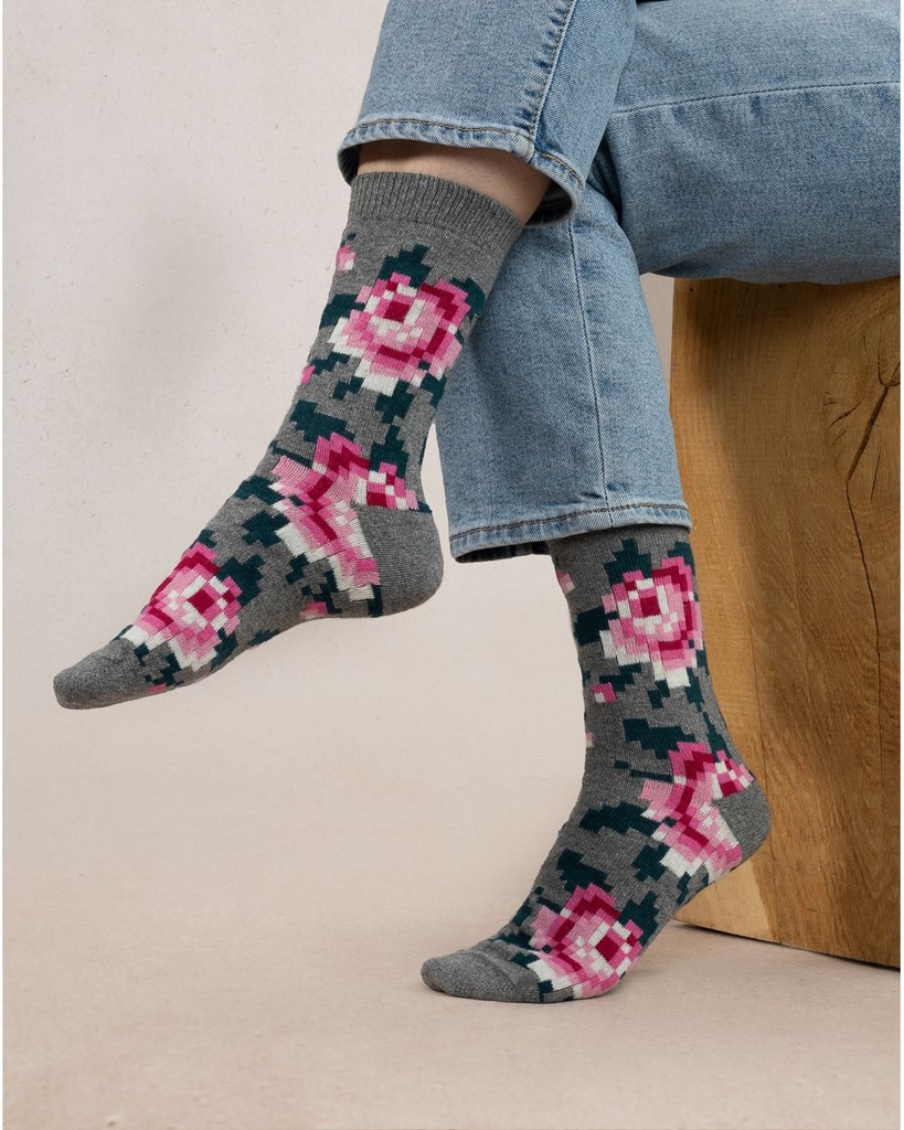 Chaussettes dame BLEU FORET "Laine & Cachemire" FBU6490 - Gris Flanelle GM9